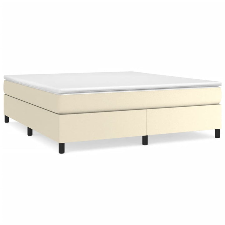 Boxspring sengeramme 180x200 cm kunstlæder cremefarvet