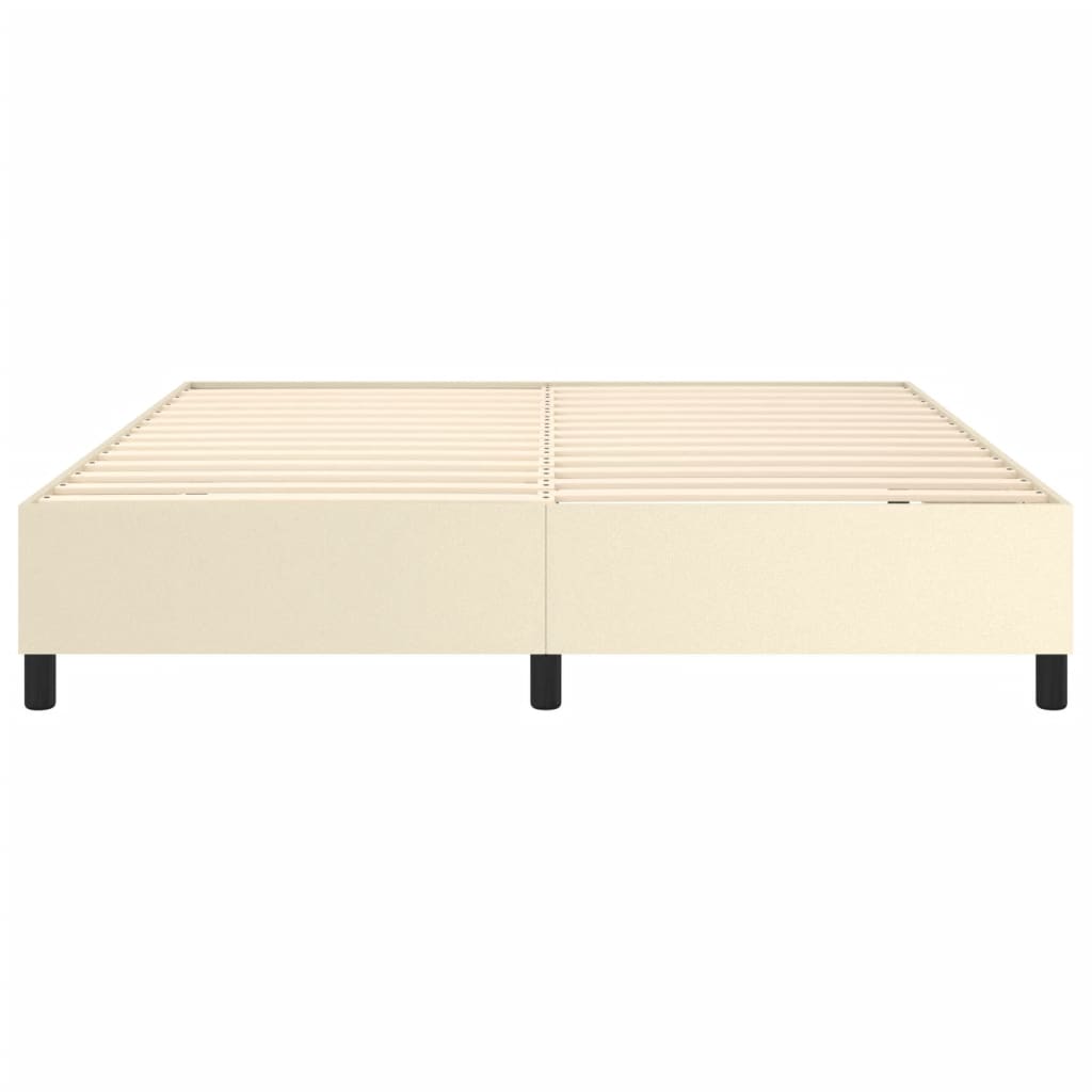 Boxspring sengeramme 180x200 cm kunstlæder cremefarvet