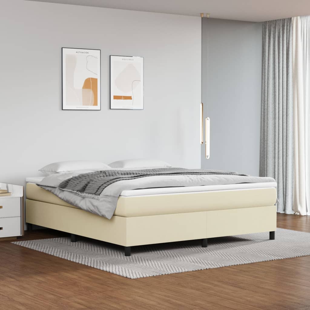 Boxspring sengeramme 180x200 cm kunstlæder cremefarvet