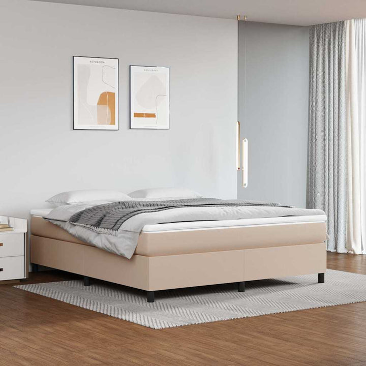 Boxspring sengeramme 180x200 cm kunstlæder cappuccinofarvet