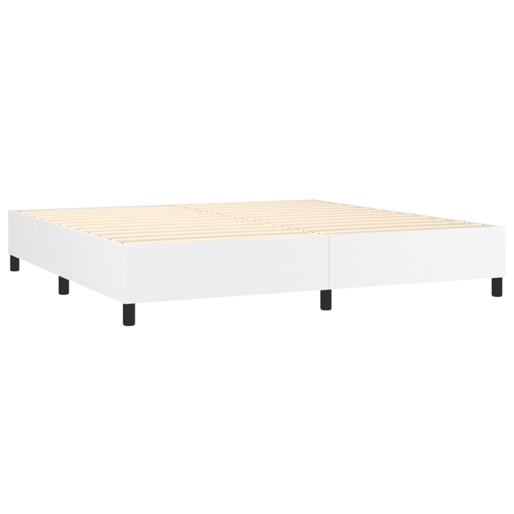 Boxspring sengeramme 200x200 cm kunstlæder hvid