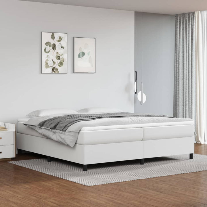 Boxspring sengeramme 200x200 cm kunstlæder hvid