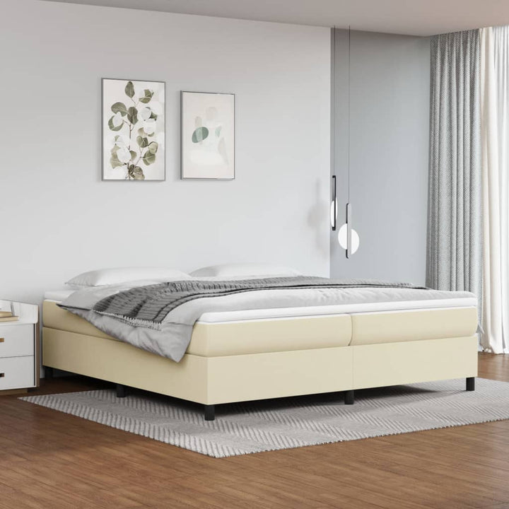 Boxspring sengeramme 200x200 cm kunstlæder cremefarvet