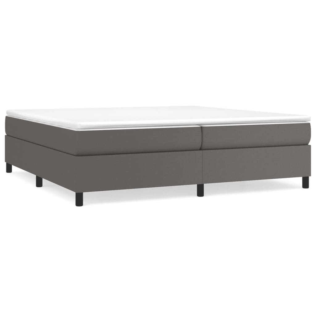 Boxspring sengeramme 200x200 cm kunstlæder grå