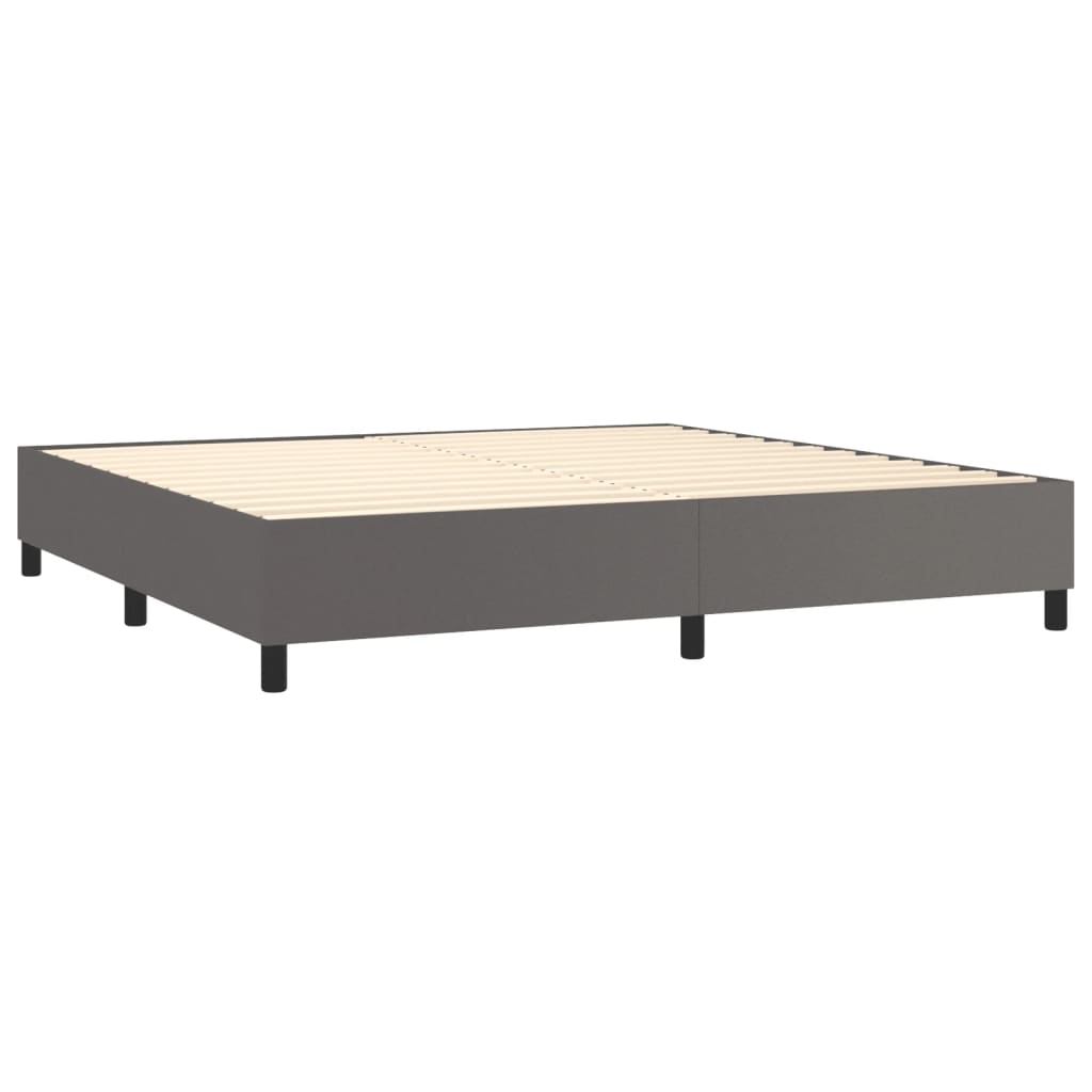 Boxspring sengeramme 200x200 cm kunstlæder grå