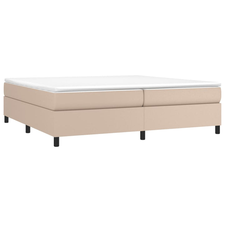 Boxspring sengeramme 200x200 cm kunstlæder cappuccinofarvet