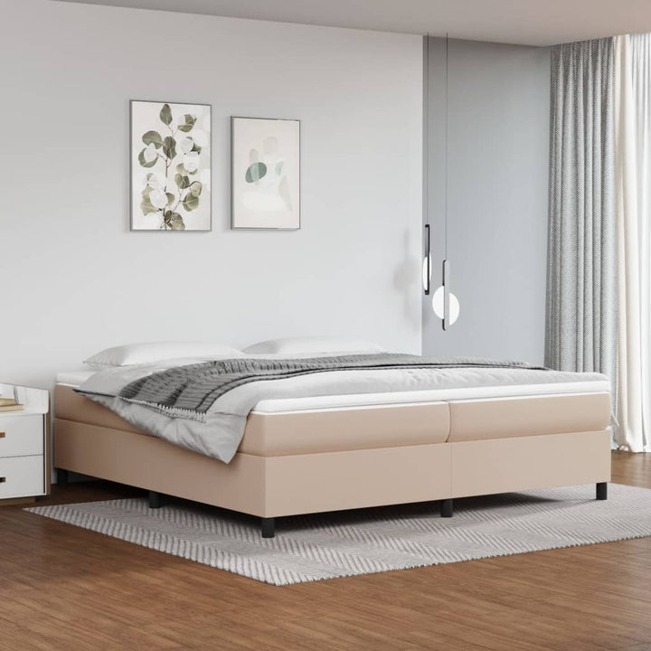 Boxspring sengeramme 200x200 cm kunstlæder cappuccinofarvet