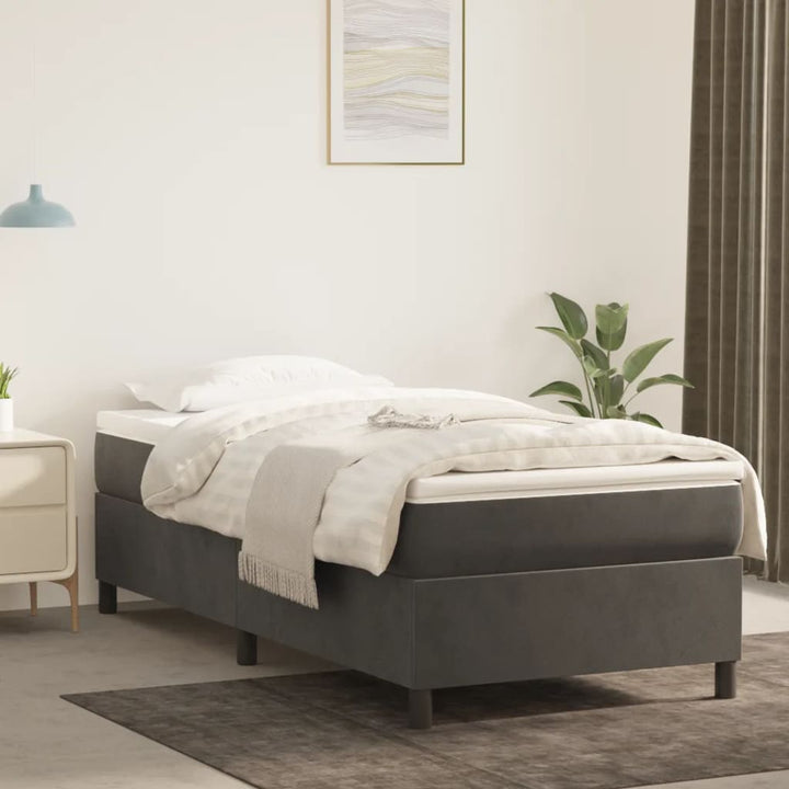 Boxspring sengeramme Mørkegrå 80x200 cm Fløjl