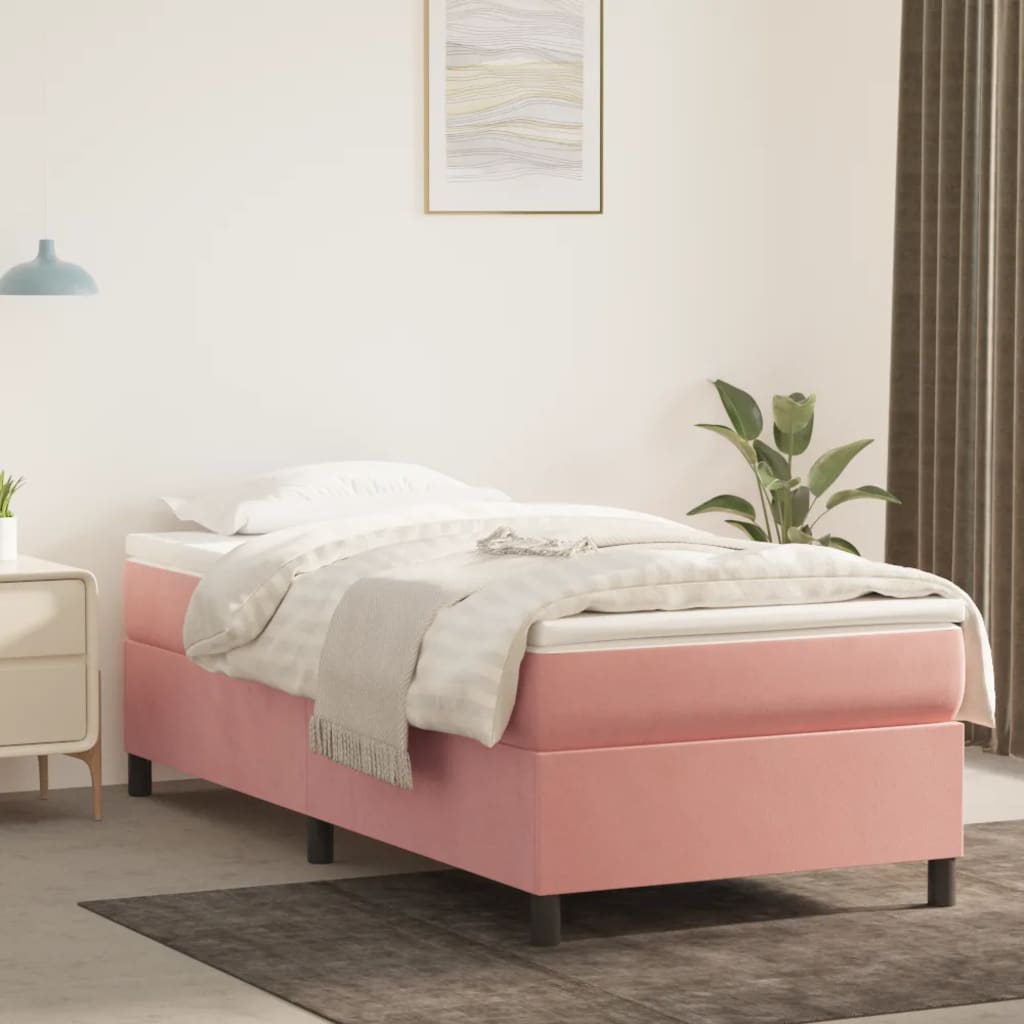 Boxspring sengeramme 80x200 cm fløjl pink