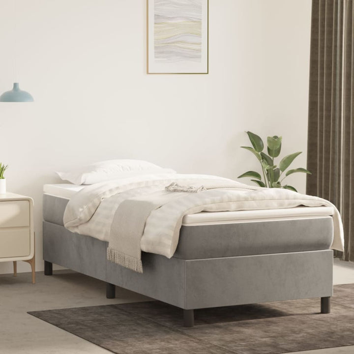 Boxspring sengeramme Lysegrå 90x190 cm Fløjl