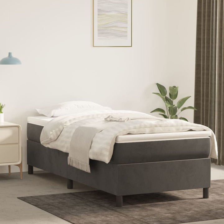 Boxspring sengeramme Mørkegrå 90x190 cm Fløjl