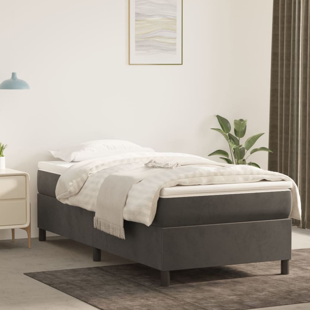 Boxspring sengeramme Mørkegrå 90x190 cm Fløjl