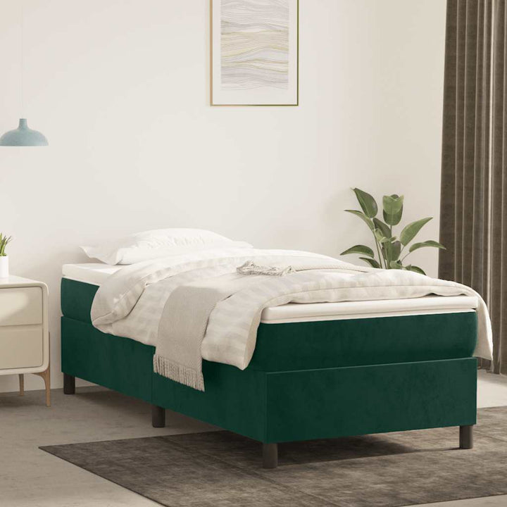 Boxspring sengeramme Mørkegrøn 90x190 cm Fløjl