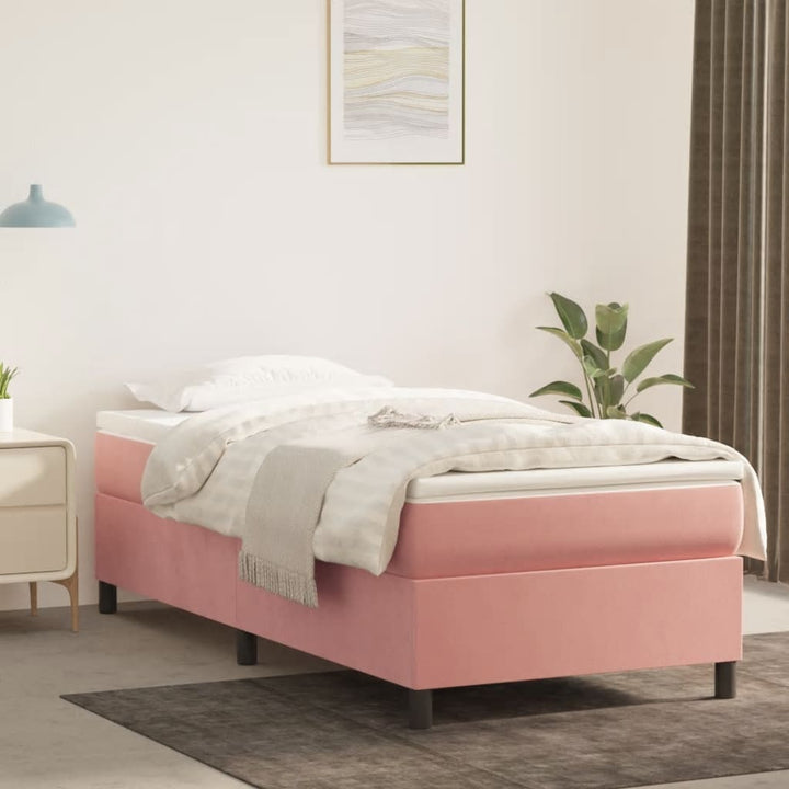 Boxspring sengeramme 90x190 cm fløjl pink