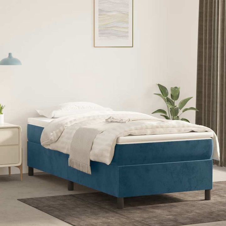 Boxspring sengeramme Mørkeblå 90x200 cm Fløjl