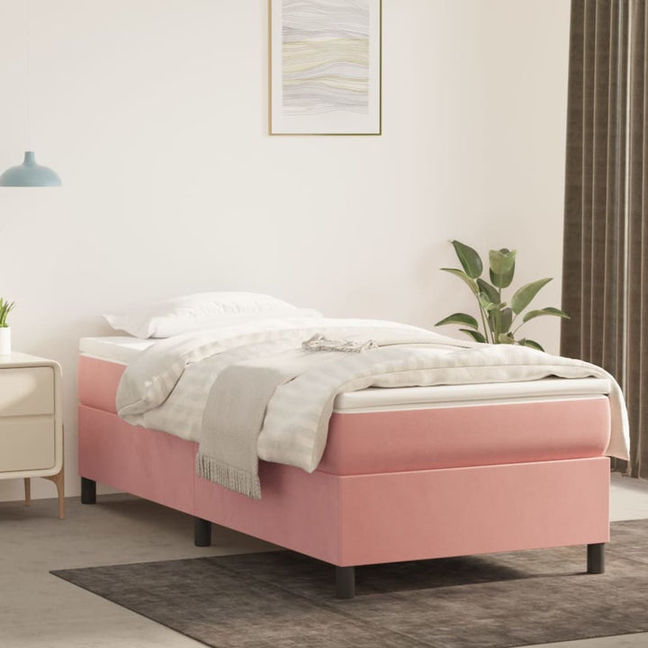 Boxspring sengeramme 100x200 cm fløjl pink