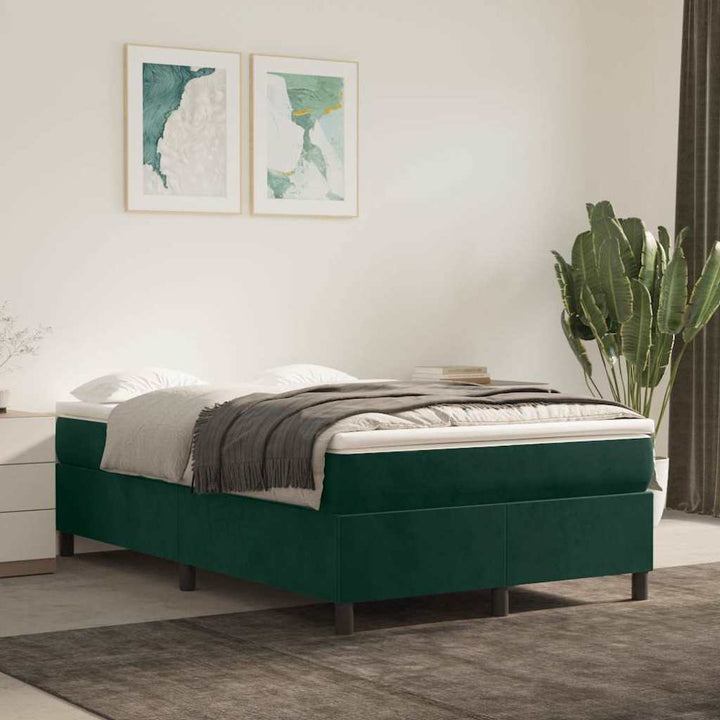 Boxspring sengeramme Mørkegrøn 120x200 cm Fløjl