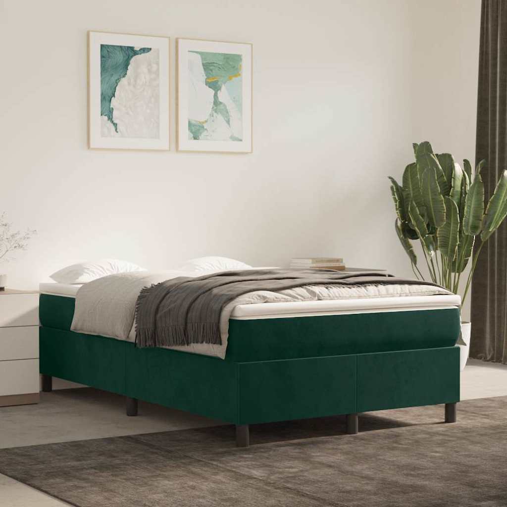 Boxspring sengeramme Mørkegrøn 120x200 cm Fløjl