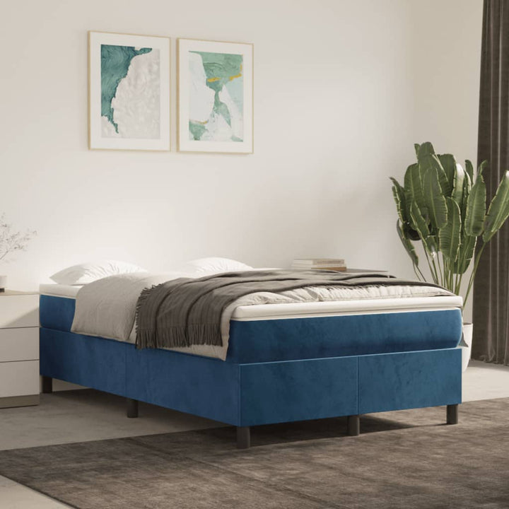 Boxspring sengeramme Mørkeblå 120x200 cm Fløjl