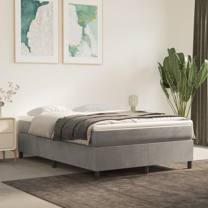 Boxspring sengeramme Lysegrå 140x190 cm Fløjl