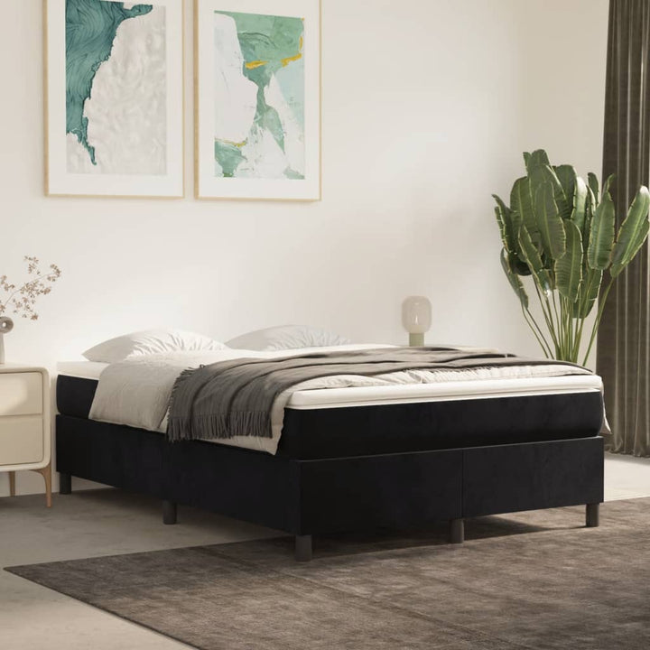 Boxspring sengeramme Sort 140x190 cm Fløjl