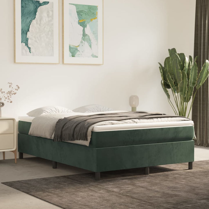 Boxspring sengeramme Mørkegrøn 140x190 cm Fløjl