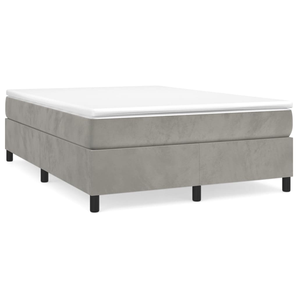 Boxspring sengeramme Lysegrå 140x200 cm Fløjl