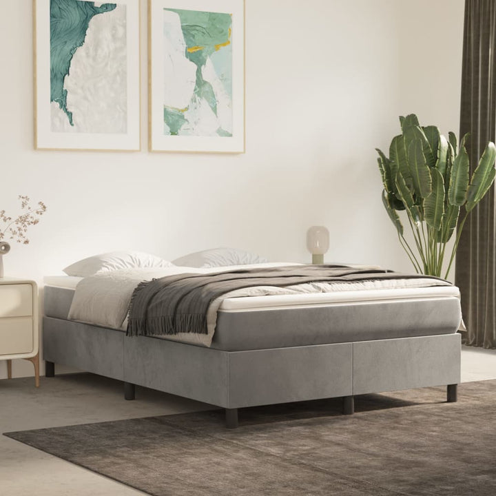 Boxspring sengeramme Lysegrå 140x200 cm Fløjl