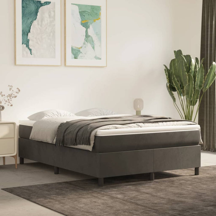 Boxspring sengeramme Mørkegrå 140x200 cm Fløjl