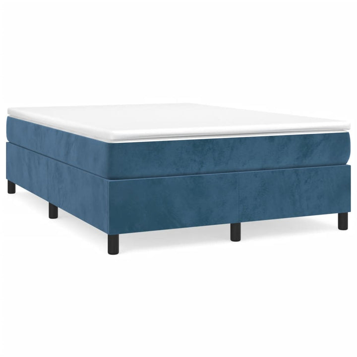 Boxspring sengeramme Mørkeblå 140x200 cm Fløjl