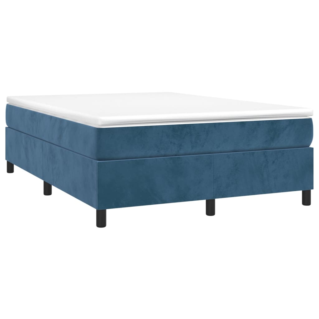 Boxspring sengeramme Mørkeblå 140x200 cm Fløjl