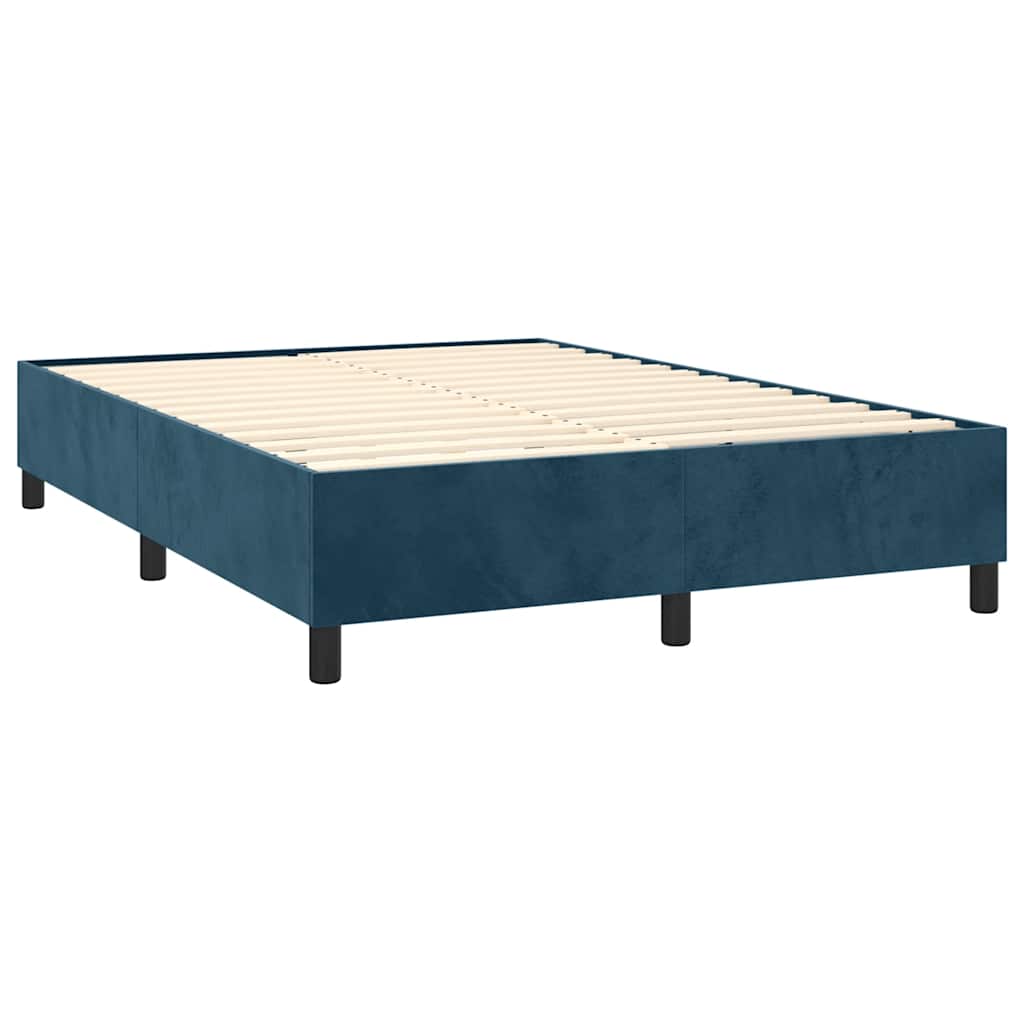 Boxspring sengeramme Mørkeblå 140x200 cm Fløjl