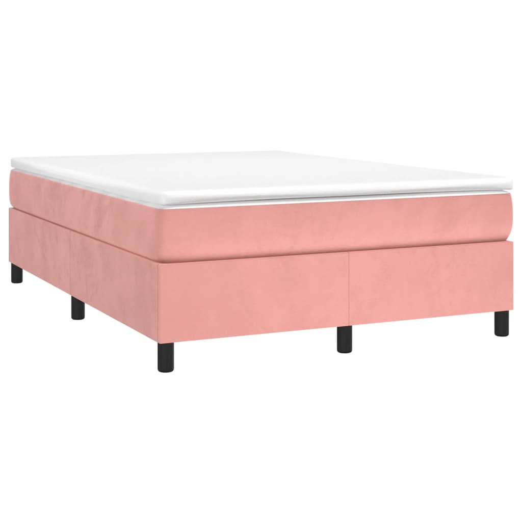 Boxspring sengeramme 140x200 cm fløjl pink
