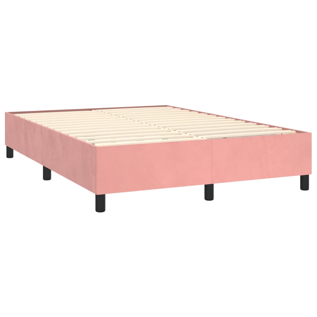 Boxspring sengeramme 140x200 cm fløjl pink