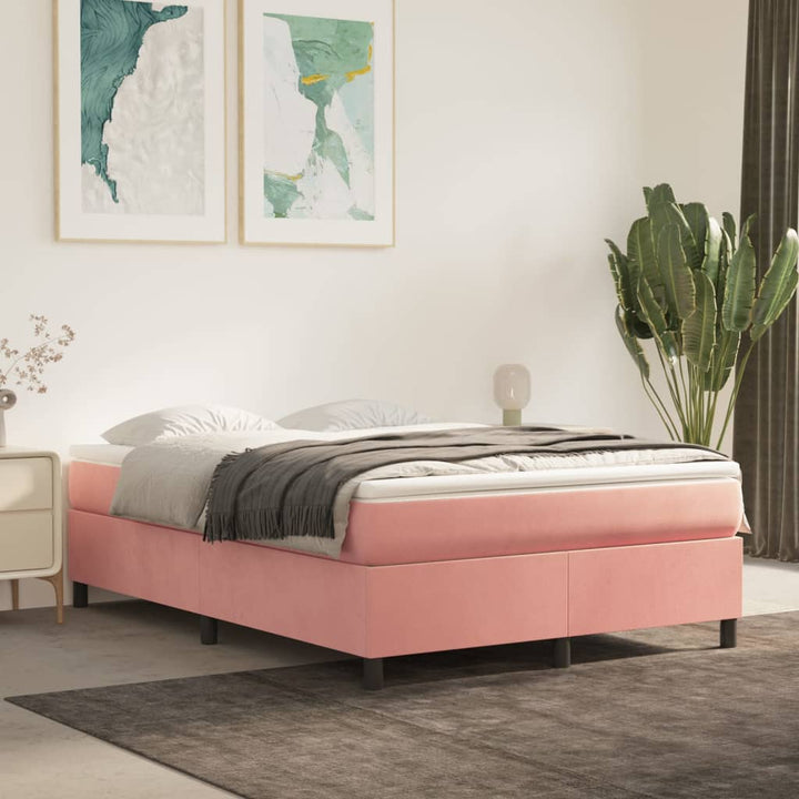 Boxspring sengeramme 140x200 cm fløjl pink