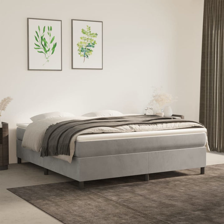 Boxspring sengeramme Lysegrå 160x200 cm Fløjl