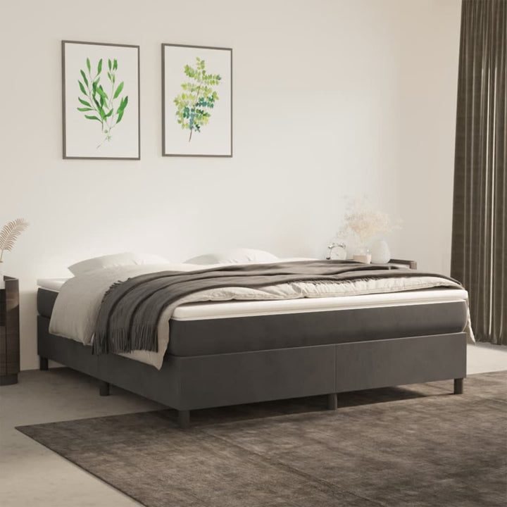 Boxspring sengeramme Mørkegrå 160x200 cm Fløjl