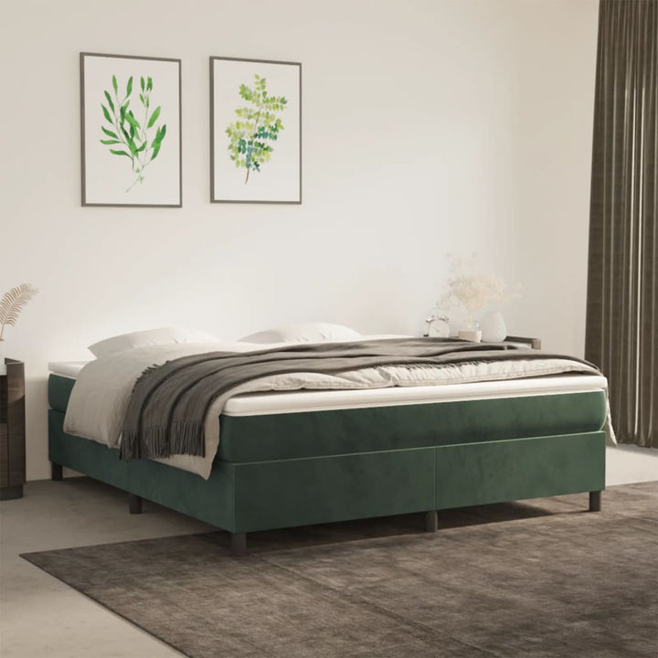 Boxspring sengeramme Mørkegrøn 160x200 cm Fløjl