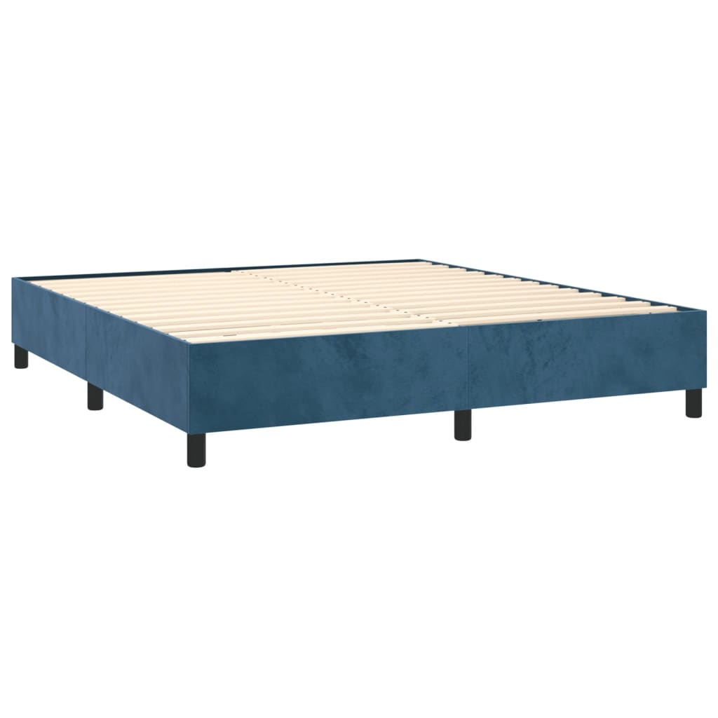 Boxspring sengeramme Mørkeblå 160x200 cm Fløjl