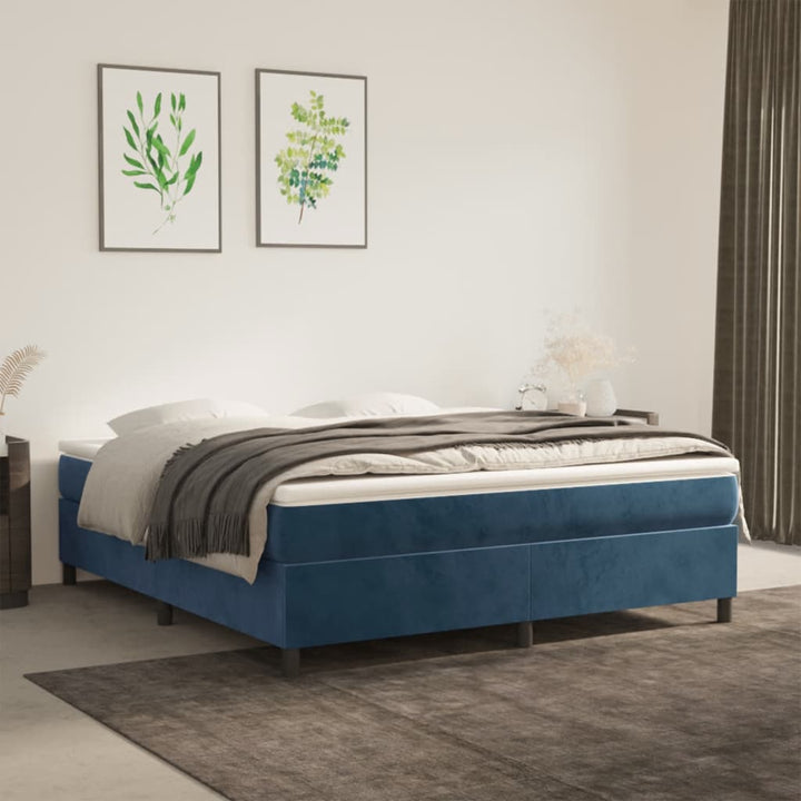 Boxspring sengeramme Mørkeblå 160x200 cm Fløjl