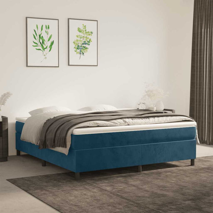 Boxspring sengeramme Mørkeblå 160x200 cm Fløjl