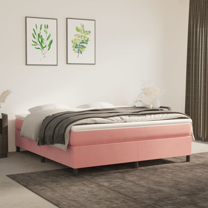Boxspring sengeramme 160x200 cm fløjl pink