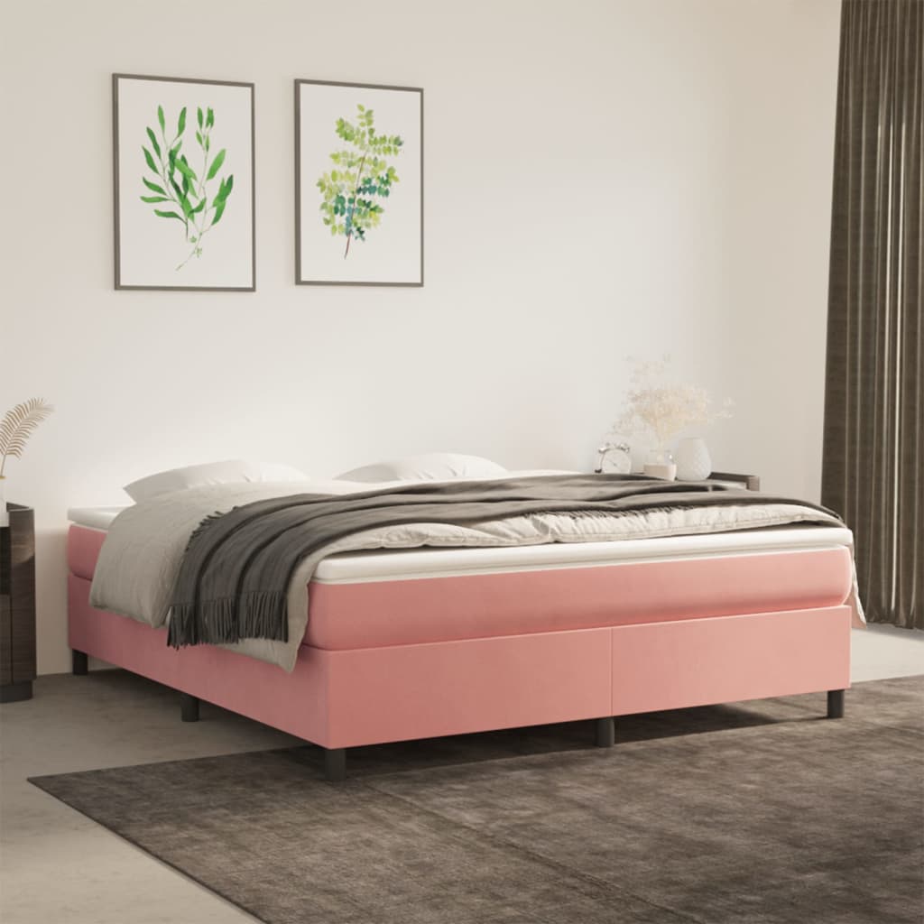 Boxspring sengeramme 160x200 cm fløjl pink
