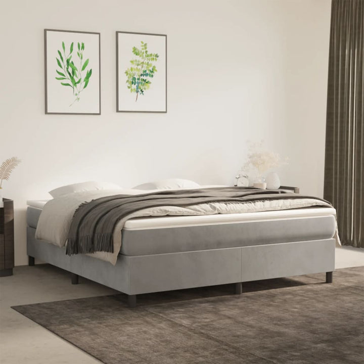 Boxspring sengeramme Lysegrå 180x200 cm Fløjl