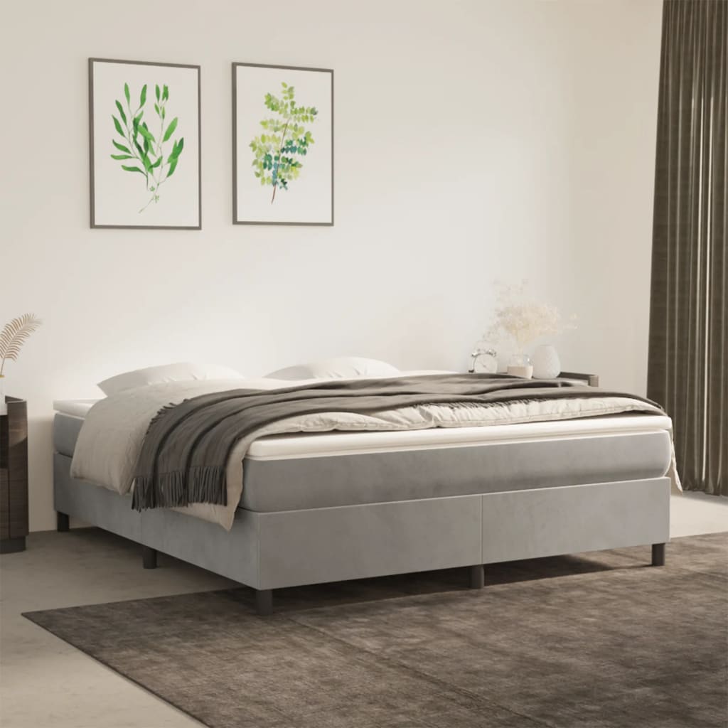 Boxspring sengeramme Lysegrå 180x200 cm Fløjl