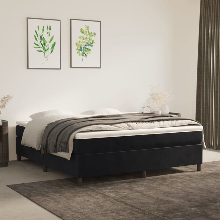Boxspring sengeramme Sort 180x200 cm Fløjl