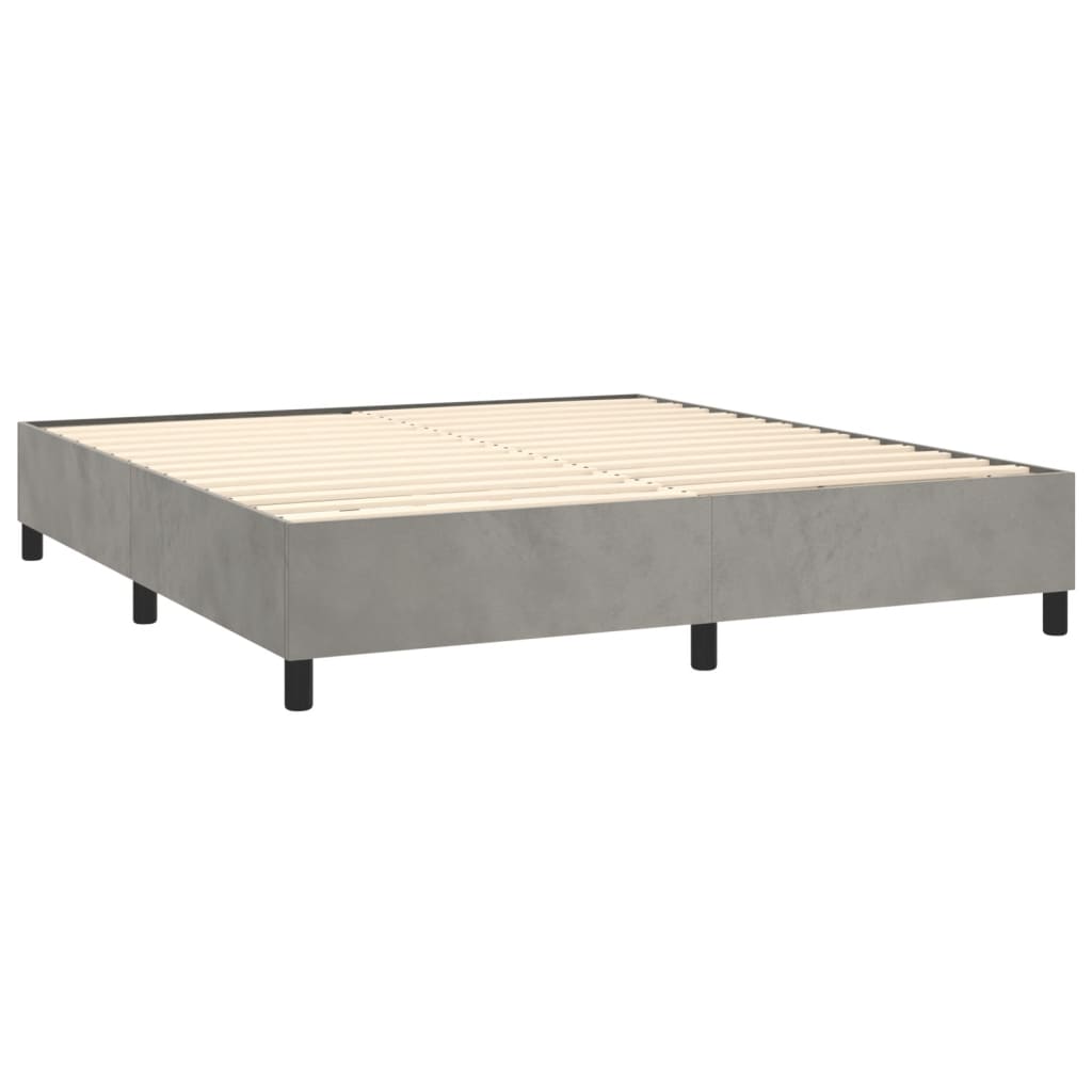 Boxspring sengeramme Lysegrå 200x200 cm Fløjl