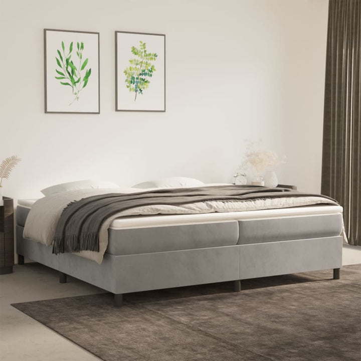 Boxspring sengeramme Lysegrå 200x200 cm Fløjl