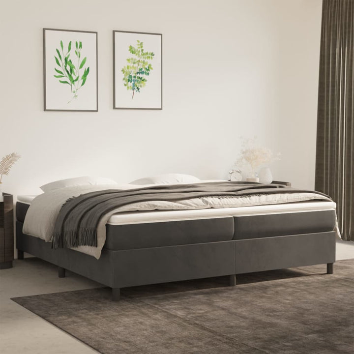 Boxspring sengeramme Mørkegrå 200x200 cm Fløjl