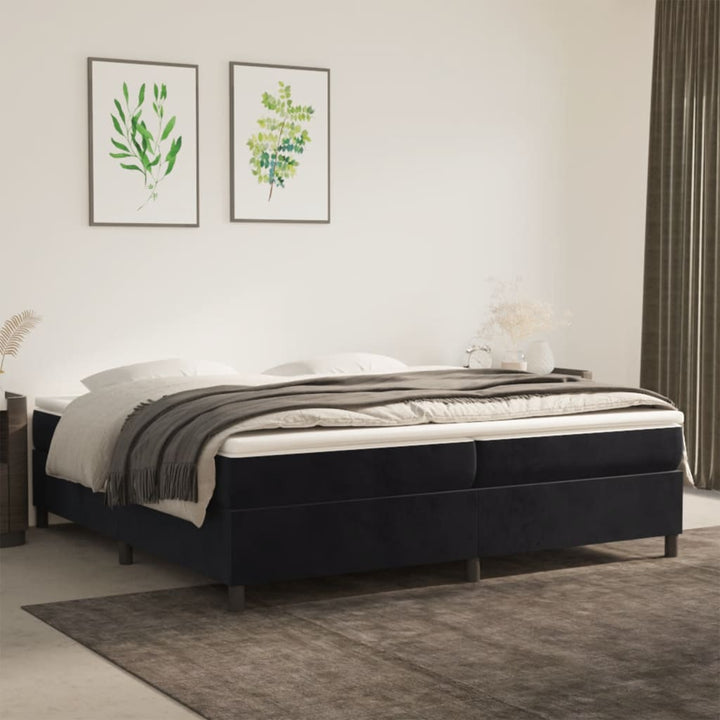 Boxspring sengeramme Sort 200x200 cm Fløjl